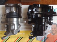 Gierling 41/43 Bremssattel hinten ( wenn schon richten, dann richtig ) Original vs. Pulverbeschichtet