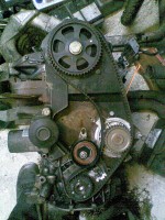 NG-Zahnriemen mit AEL-Spannrolle und AEL Ölpumpe. Wie man hier schön sieht, ist der NG-Zahnriemen viel zu lang.