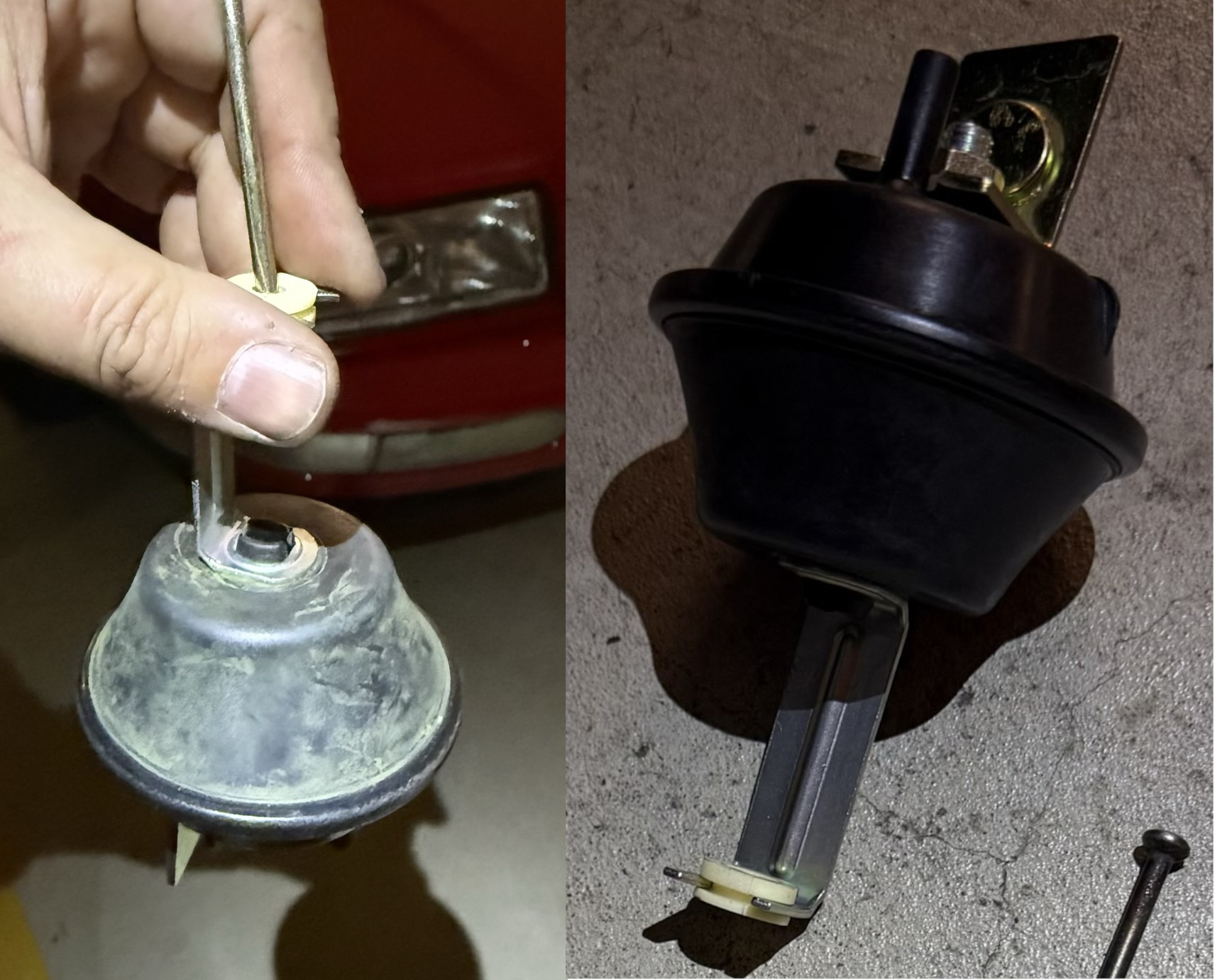 Audi 200 20V GRA Stellelement - Neu vs nach Gummipflege.jpg