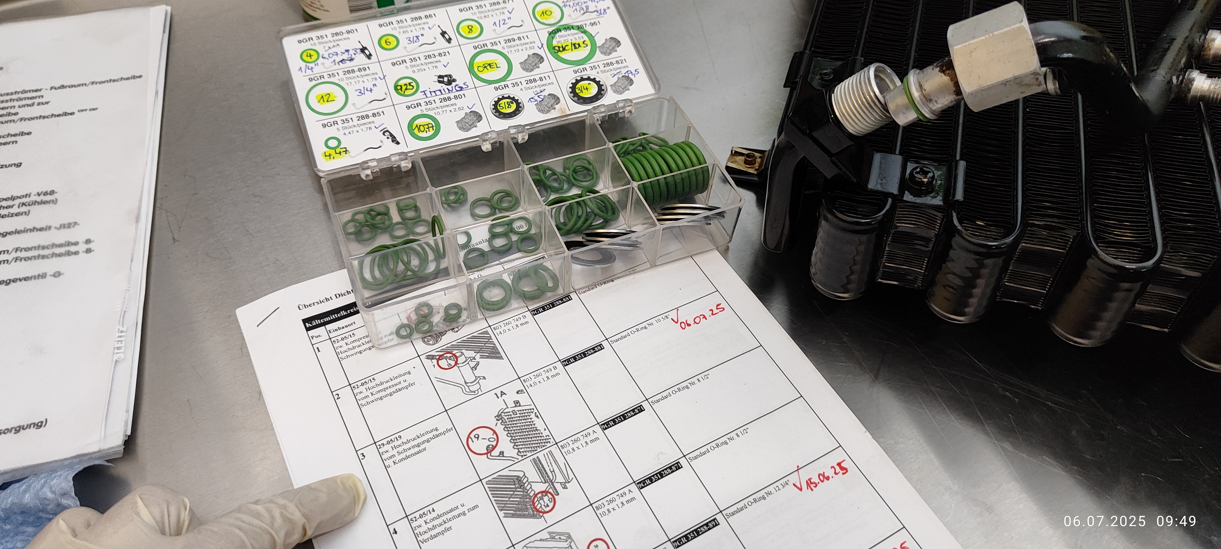 kompletten Kältemittelkreislauf geschlossen (alle Dichtungen eingebaut)