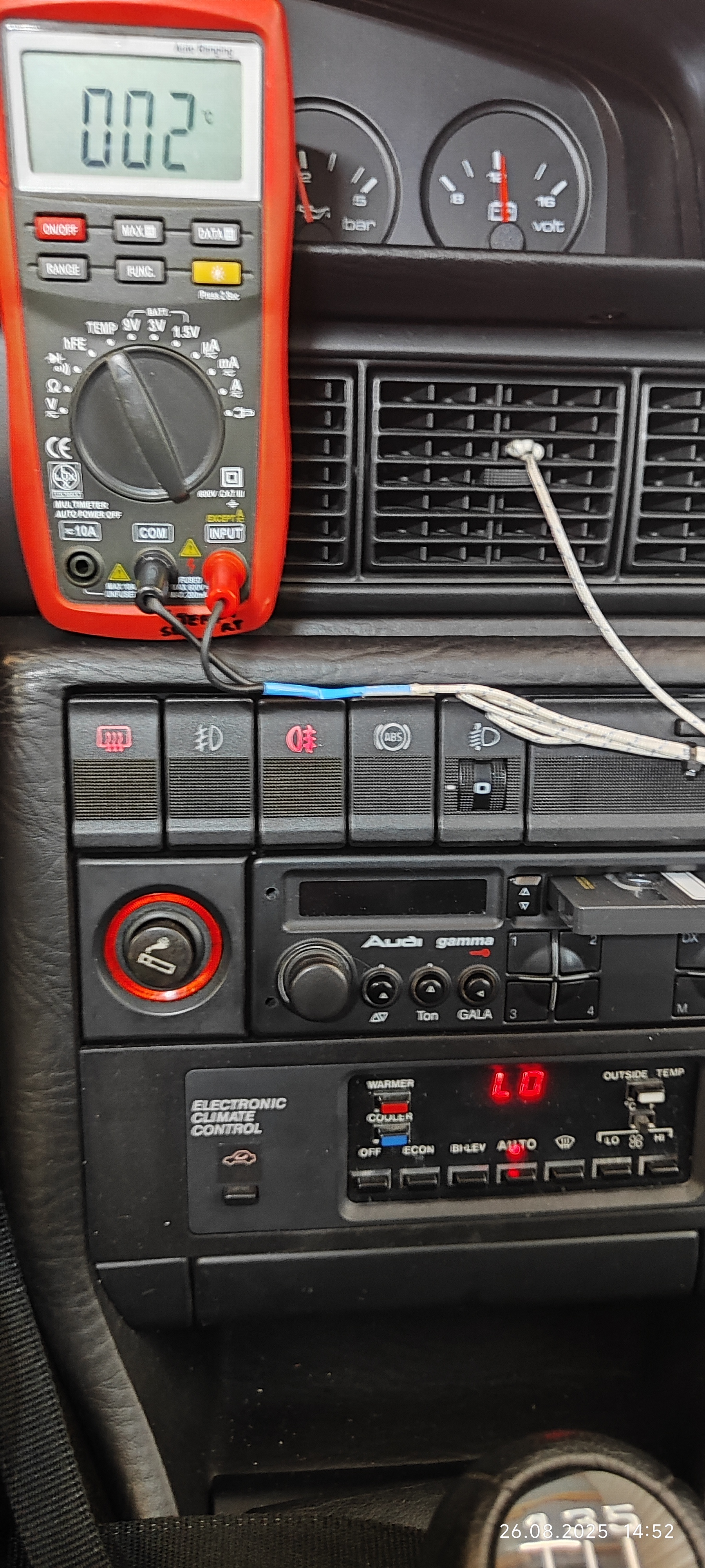 minimal Temperatur an den Ausströmern